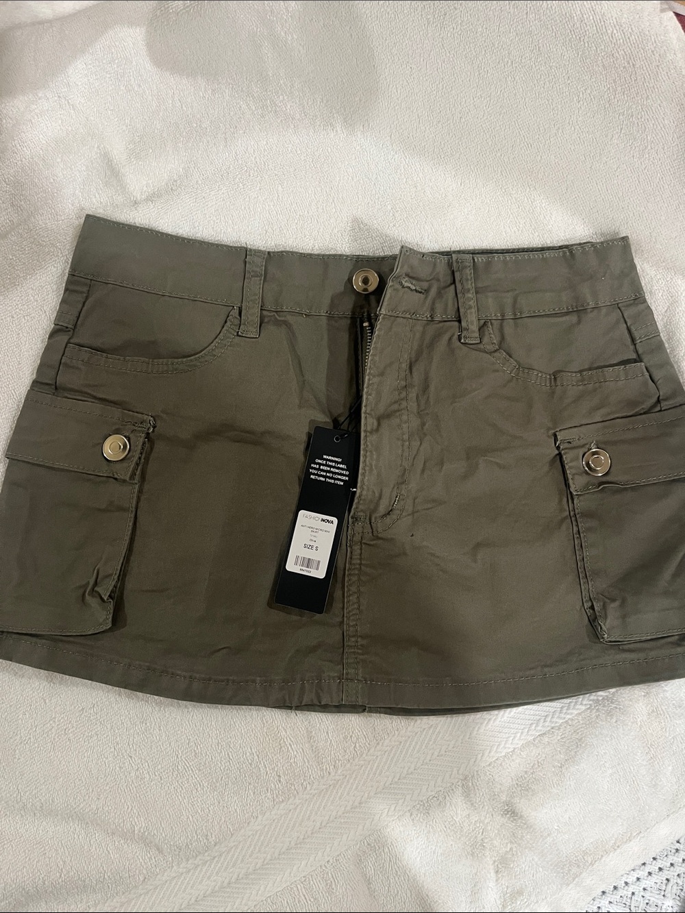 Fashion Nova Olive Cargo Mini Skirt